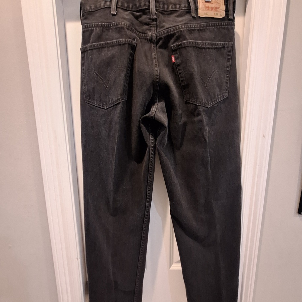 Levi's 550 Relaxed Fit Jeans Mens 38x34 Black Denim Faded Tapered Leg Pants - Picture 9 of 9